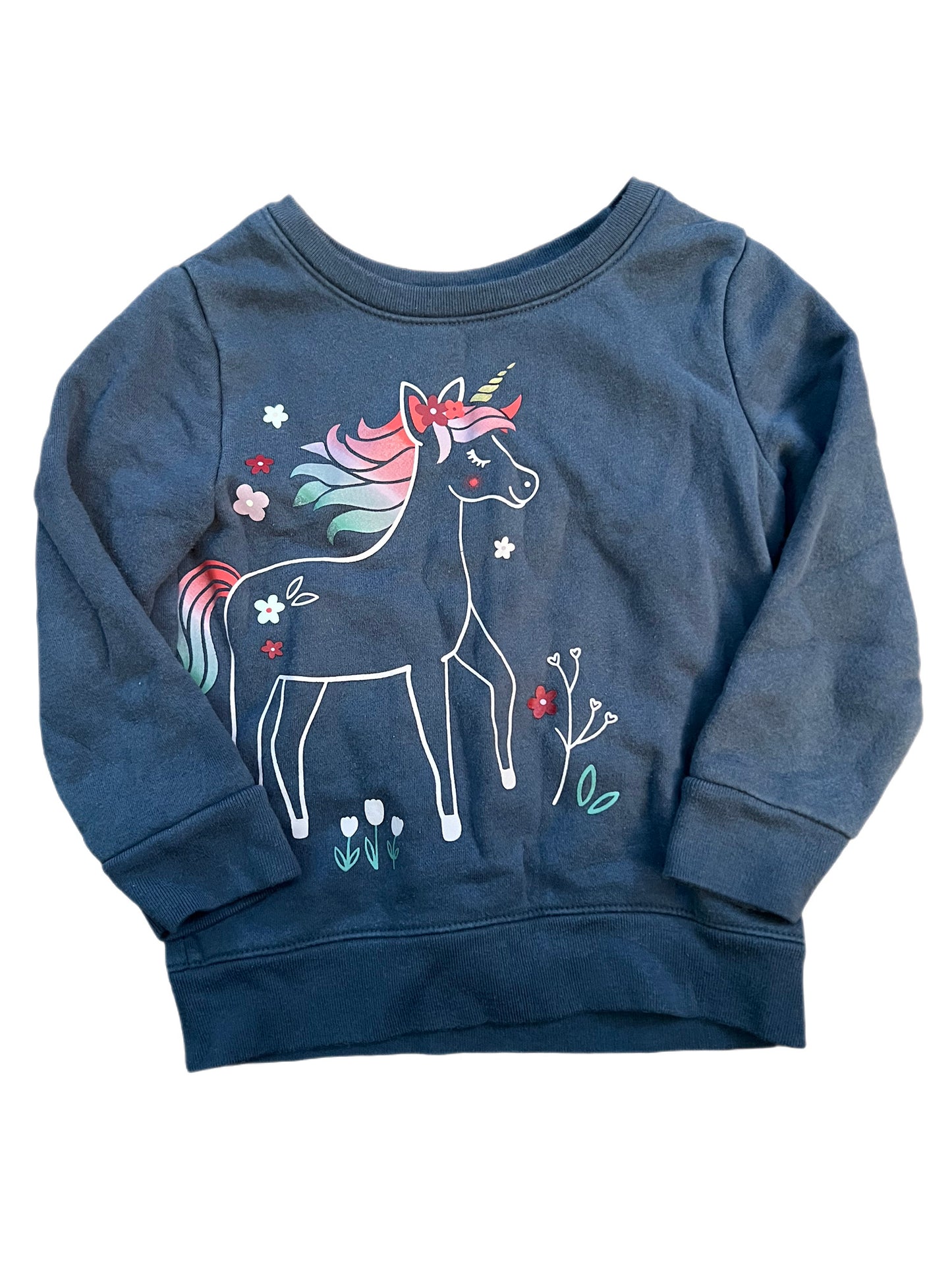 Gray unicorn crewneck, 2T
