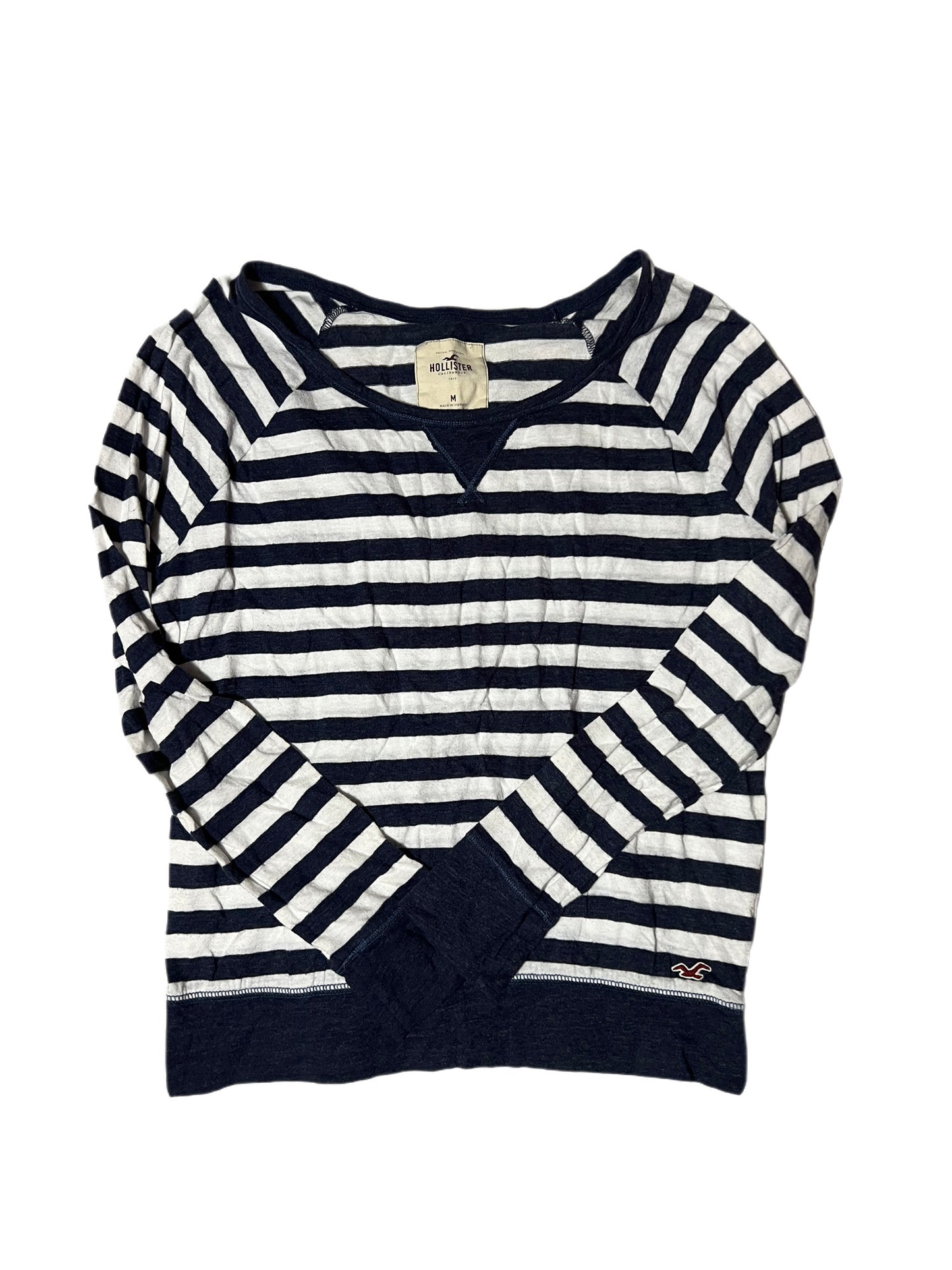 Blue and white striped long sleeve, Medium