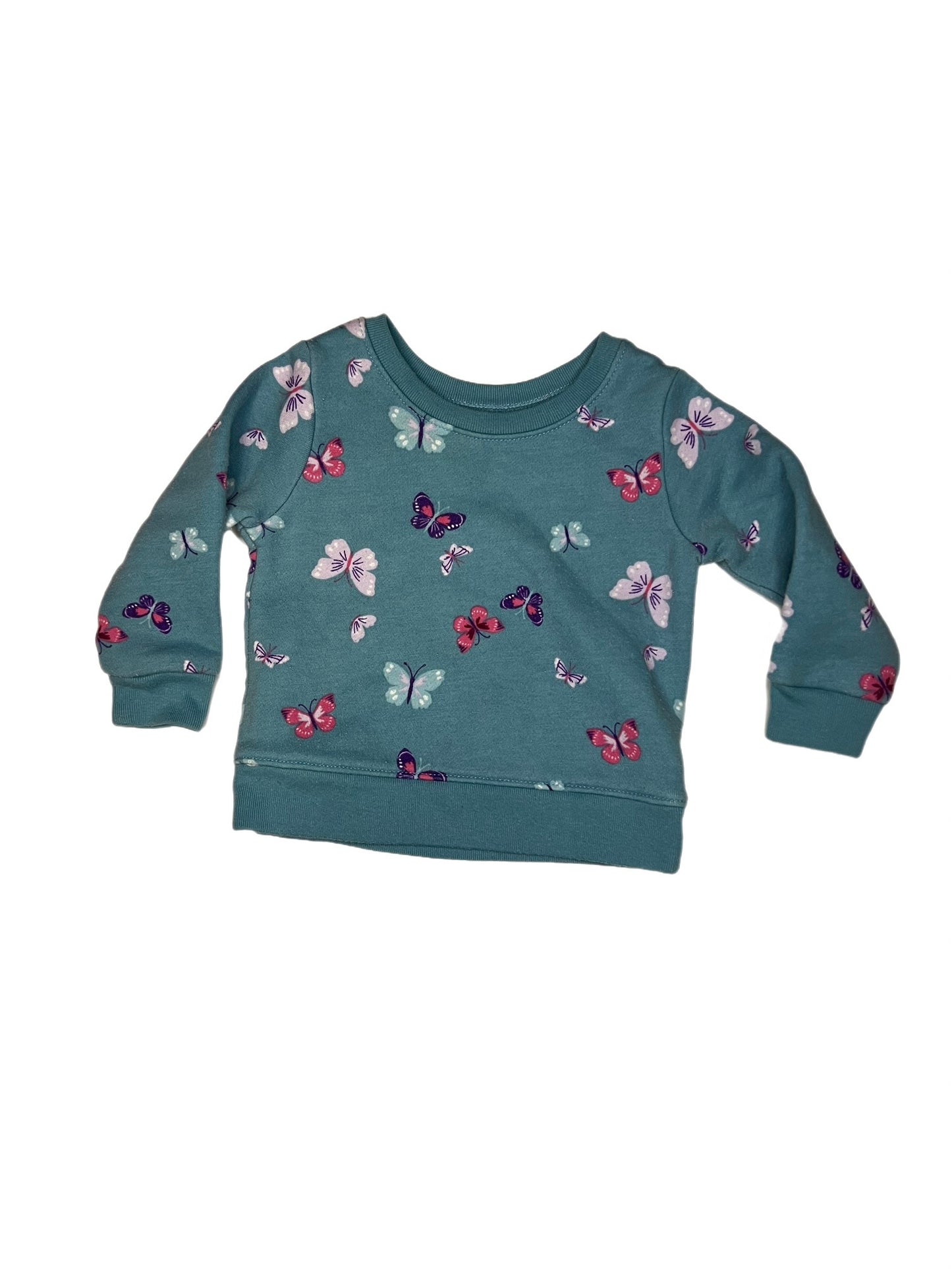 Blue butterfly crewneck, 12 months