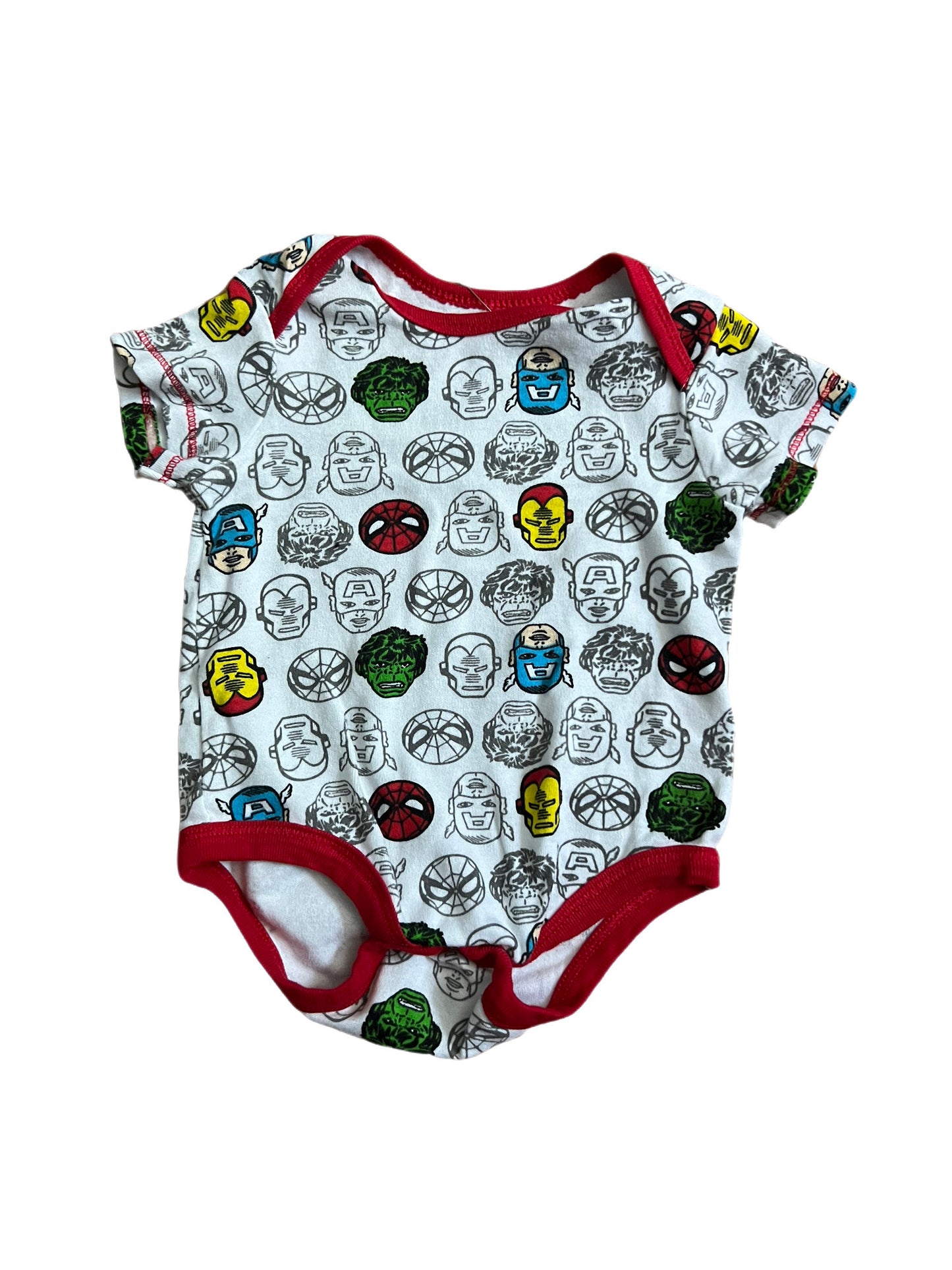 White Marvel characters onesie, 3-6 months