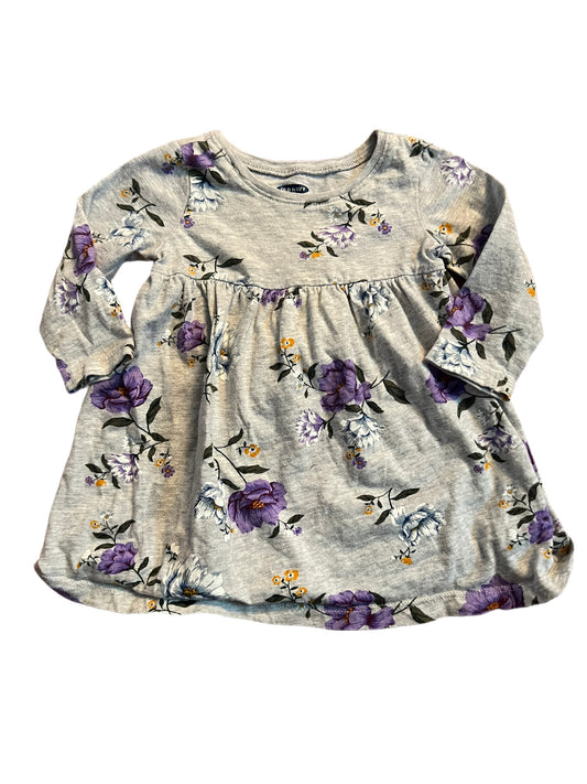 Gray floral long sleeve, 3-6 months