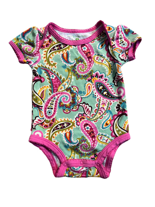 Green paisley print onesie, 3-6 months