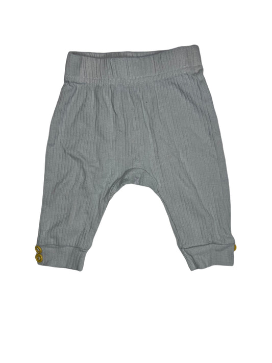 Gray ribbed pant with wooden button detail, 3-6 months