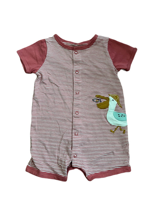 Pink and white striped Pelican romper, 9 months