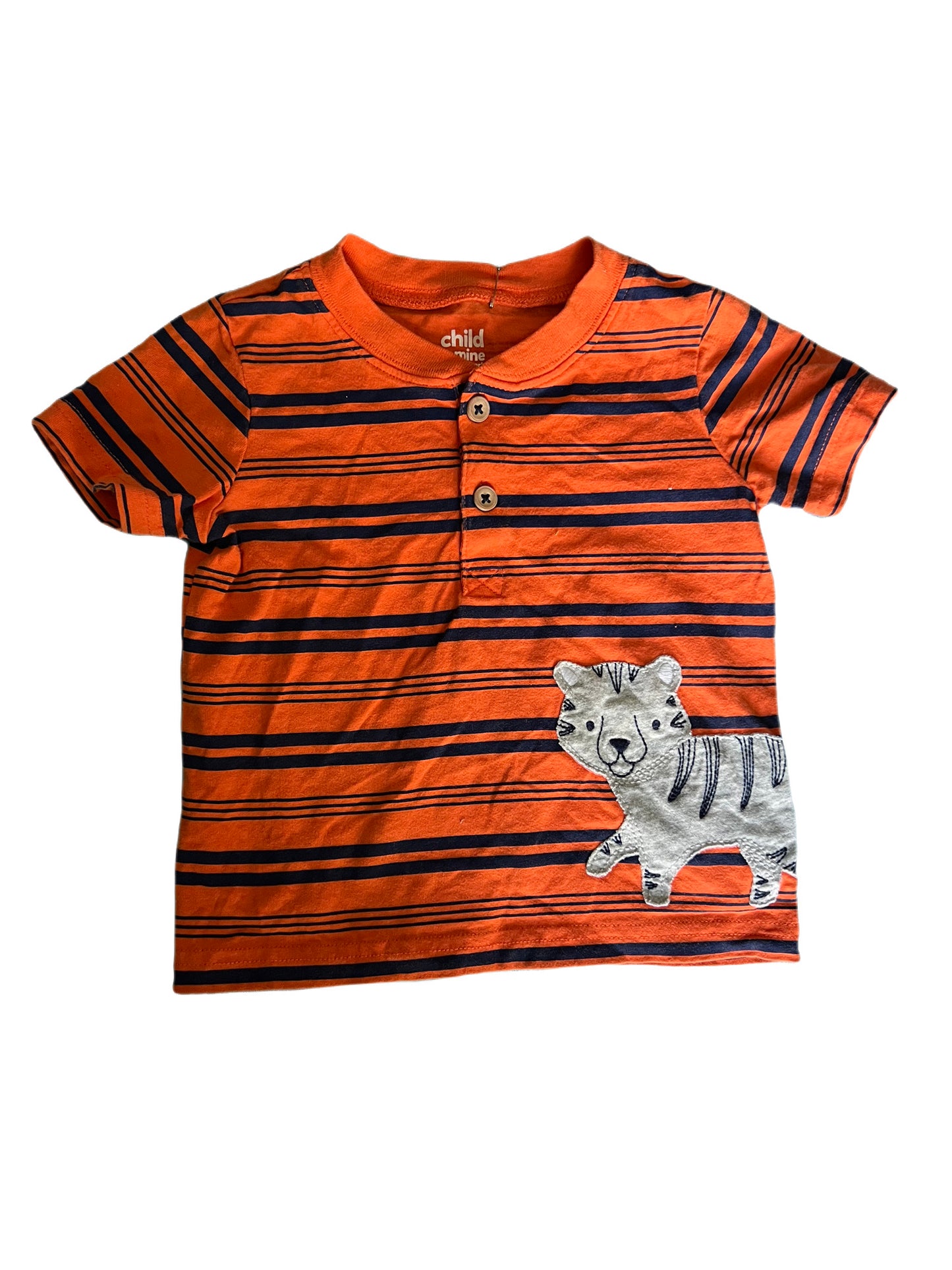 Orange and navy striped tiger t-shirt, 18 months