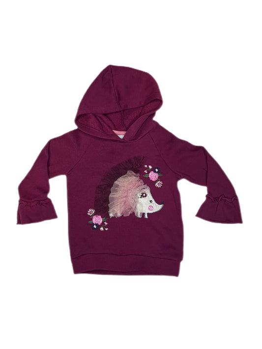 Purple hedgehog hoodie, 2T