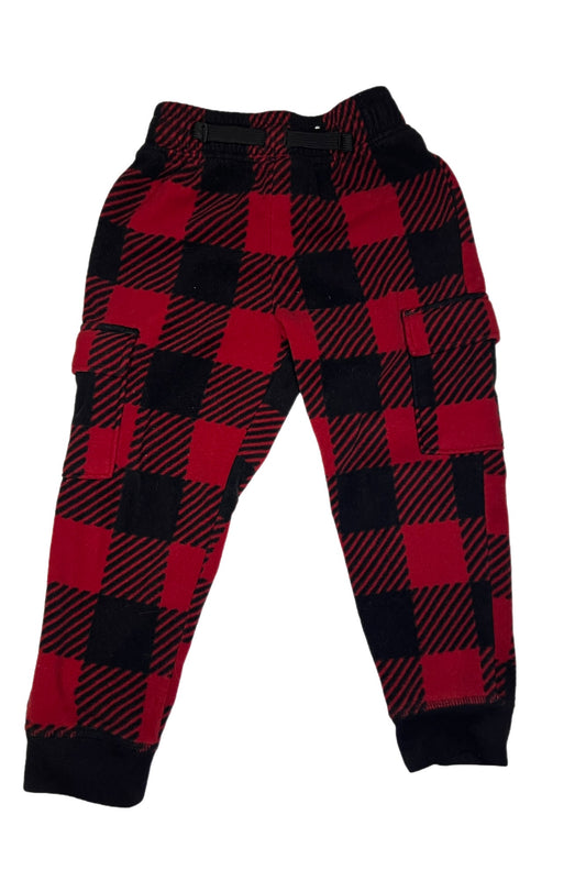 Red and black checkered fleece pant, 4T