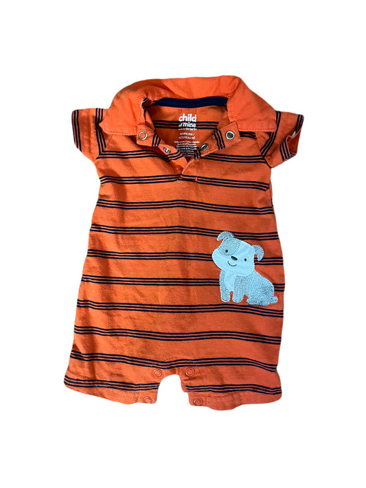 Orange and blue striped puppy romper, Newborn