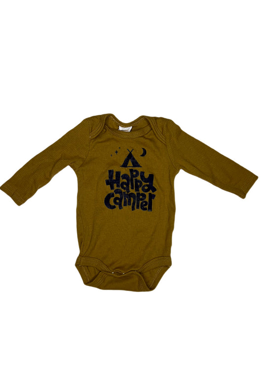 Brown Happy Camper onesie, 3-6 months