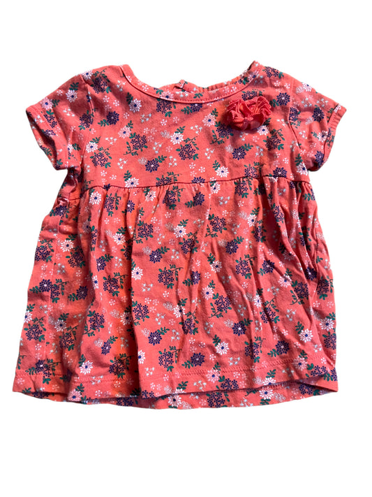 Pink floral t-shirt, 3-6 months