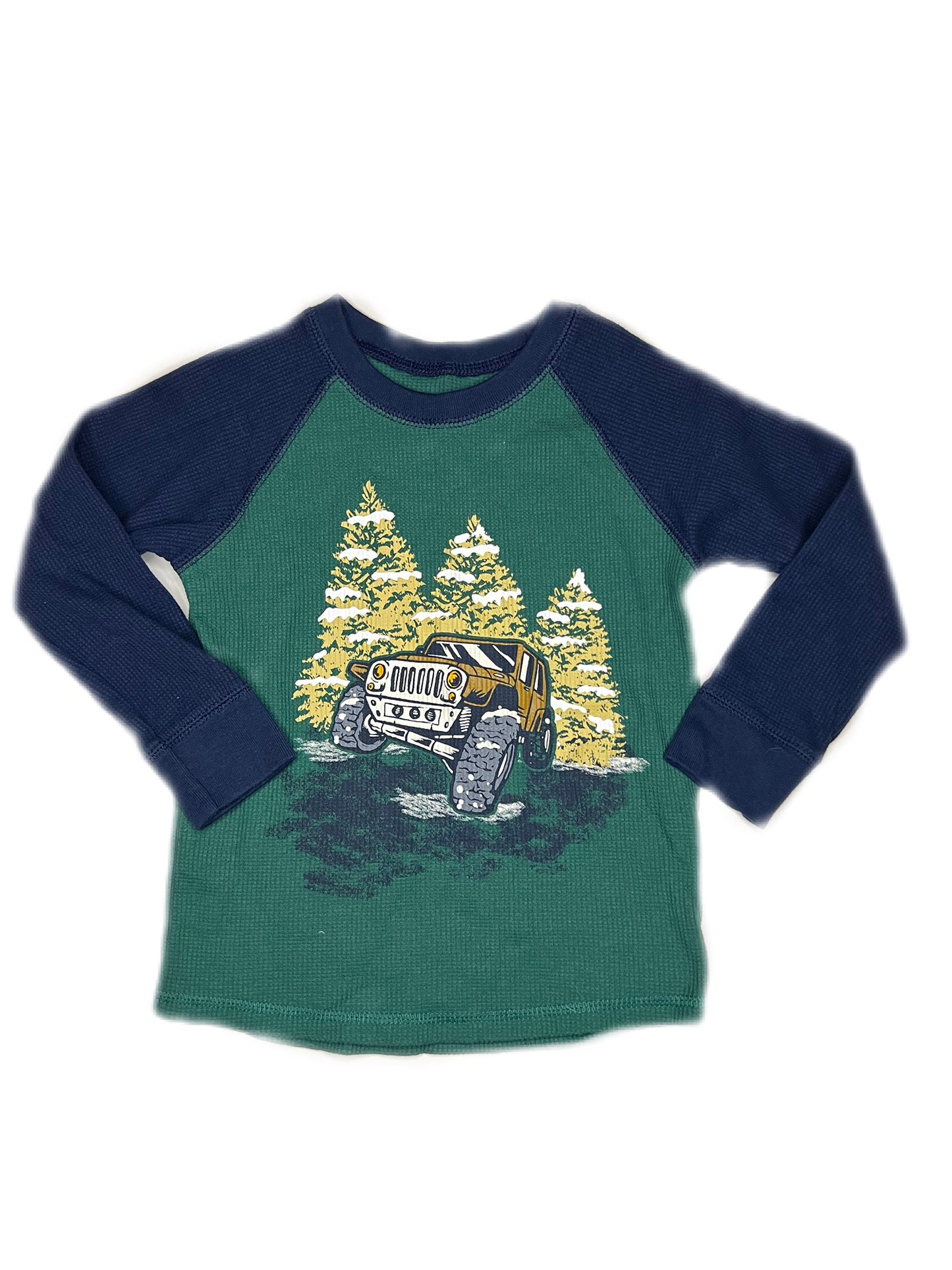 Green and blue vehicle thermal shirt, 3T