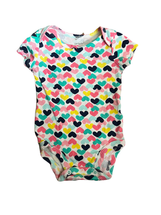 White multi color hearts onesie, 3 month