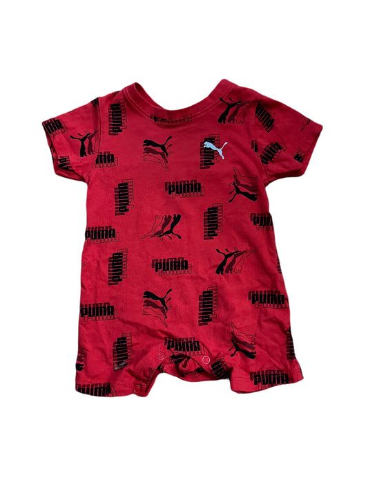 Red Puma romper, 6-9 months