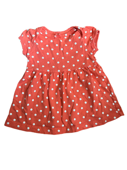 Coral and white polka dot top, 3 month