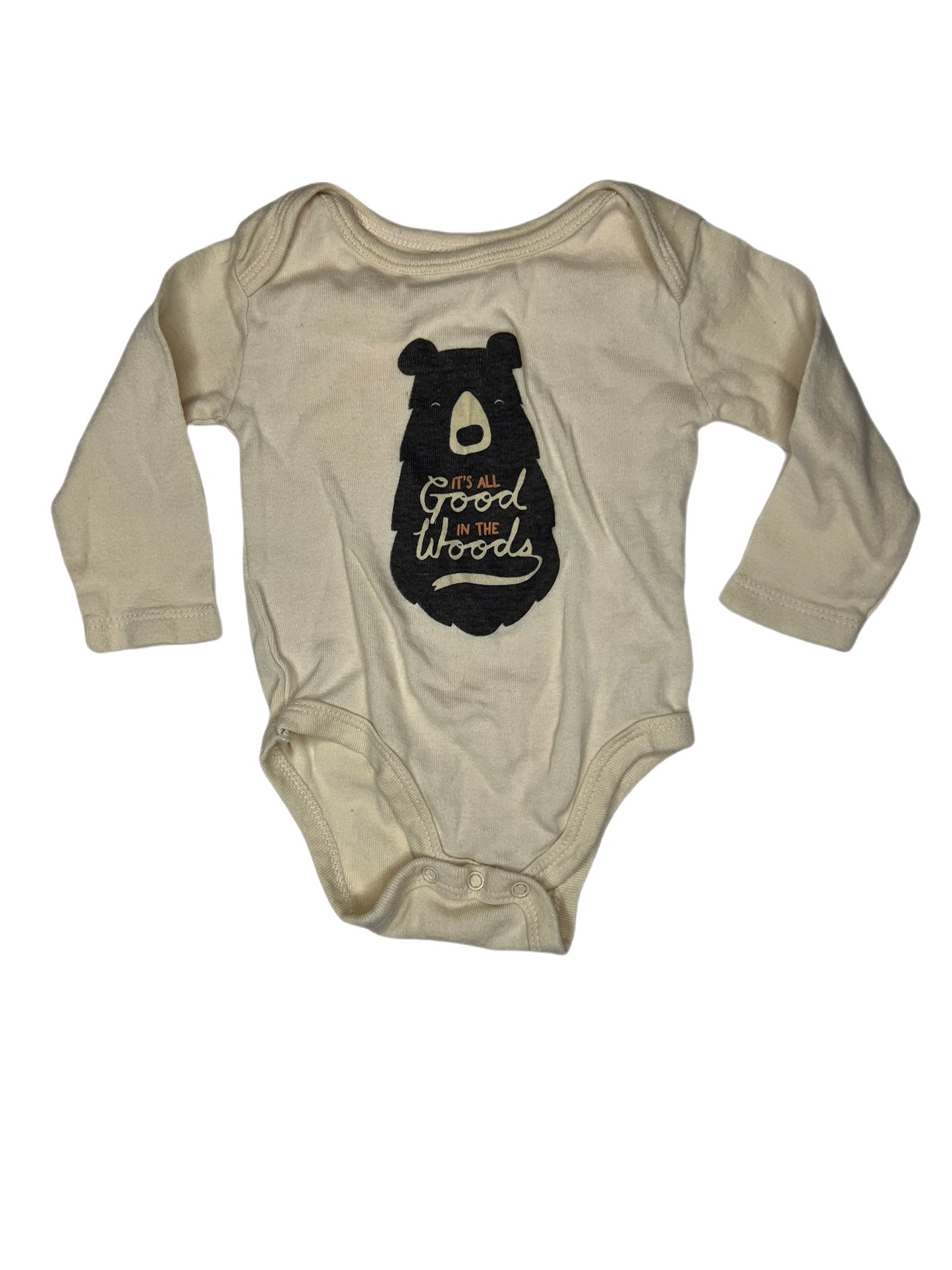 Cream “all good in the woods” onesie, 3-6 months