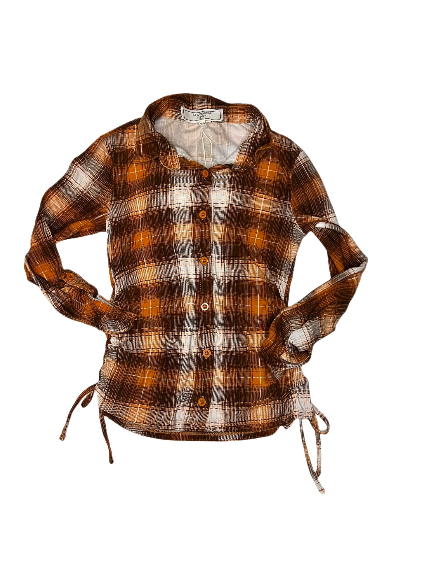 Brown and orange plaid shirt, 7/8