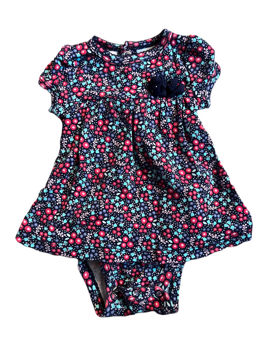 Blue floral onesie, 0-3 months