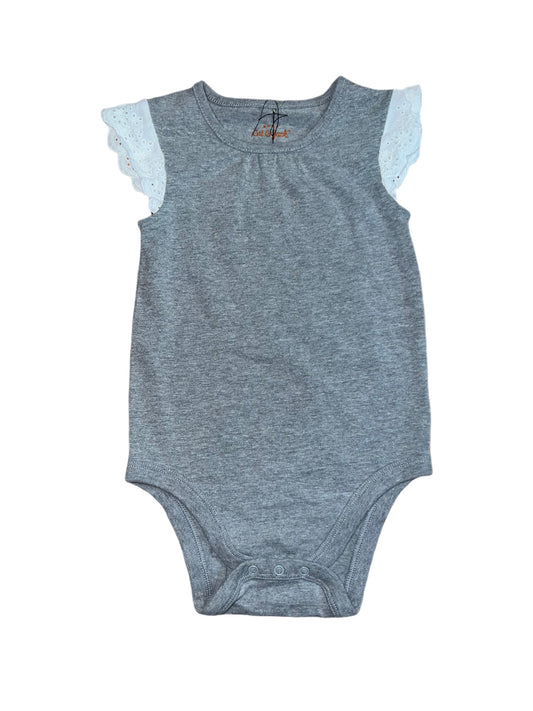 Gray with white lace sleeve onesie, 18 months