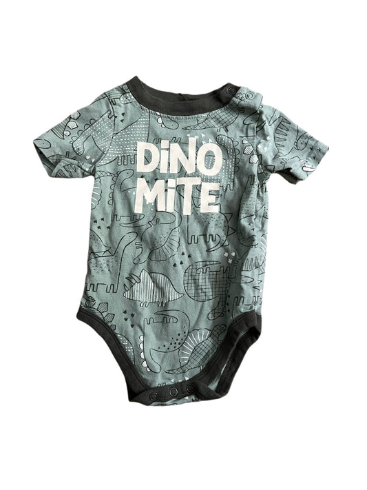 Green Dino onesie, 3-6 months