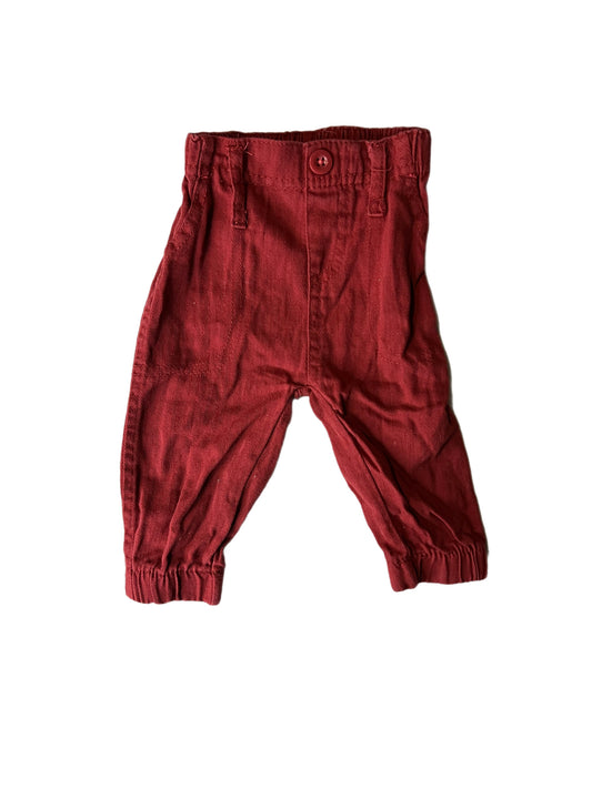 Red pants, 3-6 months