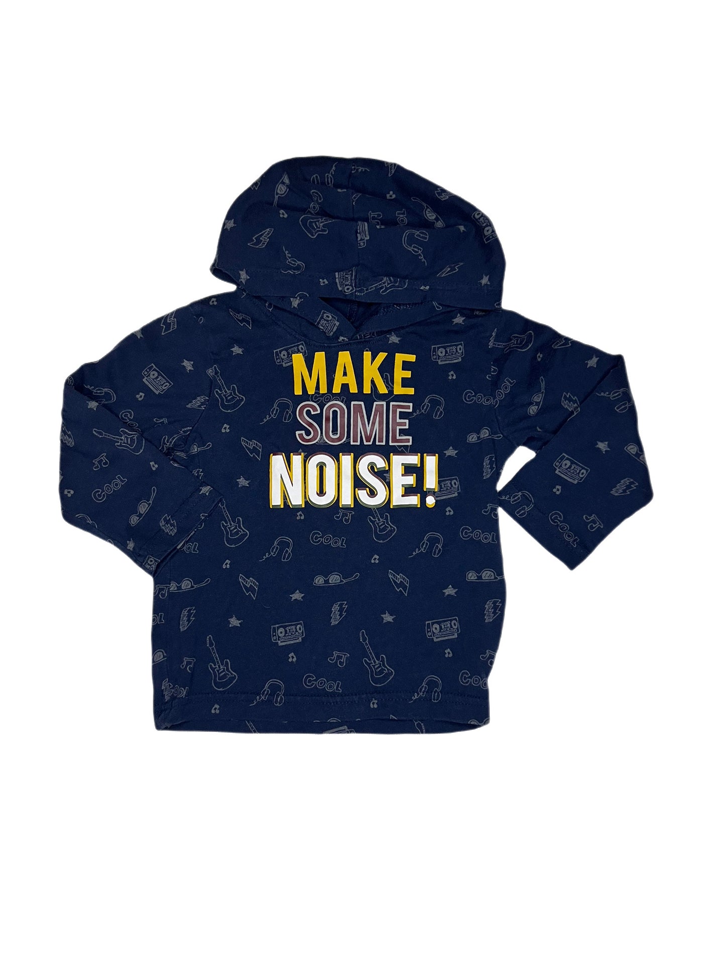 Blue “make some noise” hoodie, 2T