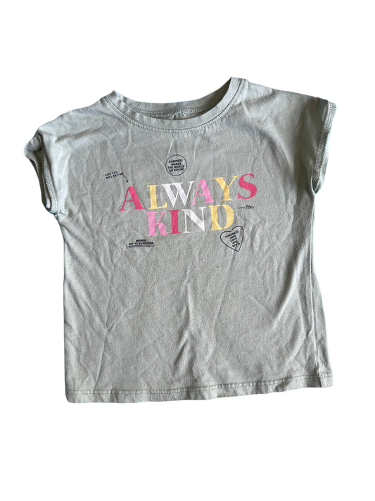 Green “always kind” t-shirt, 2T