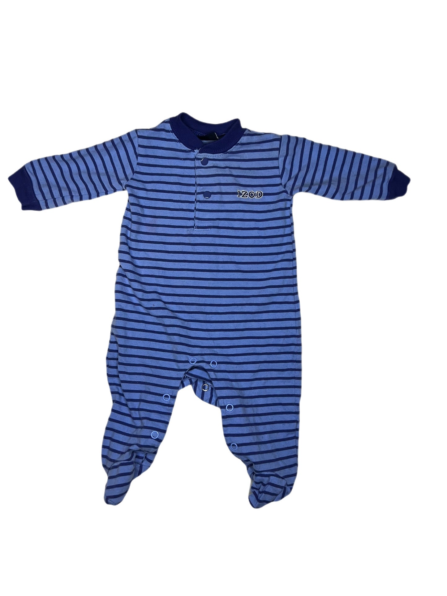 Blue stripes button sleeper, 3 months