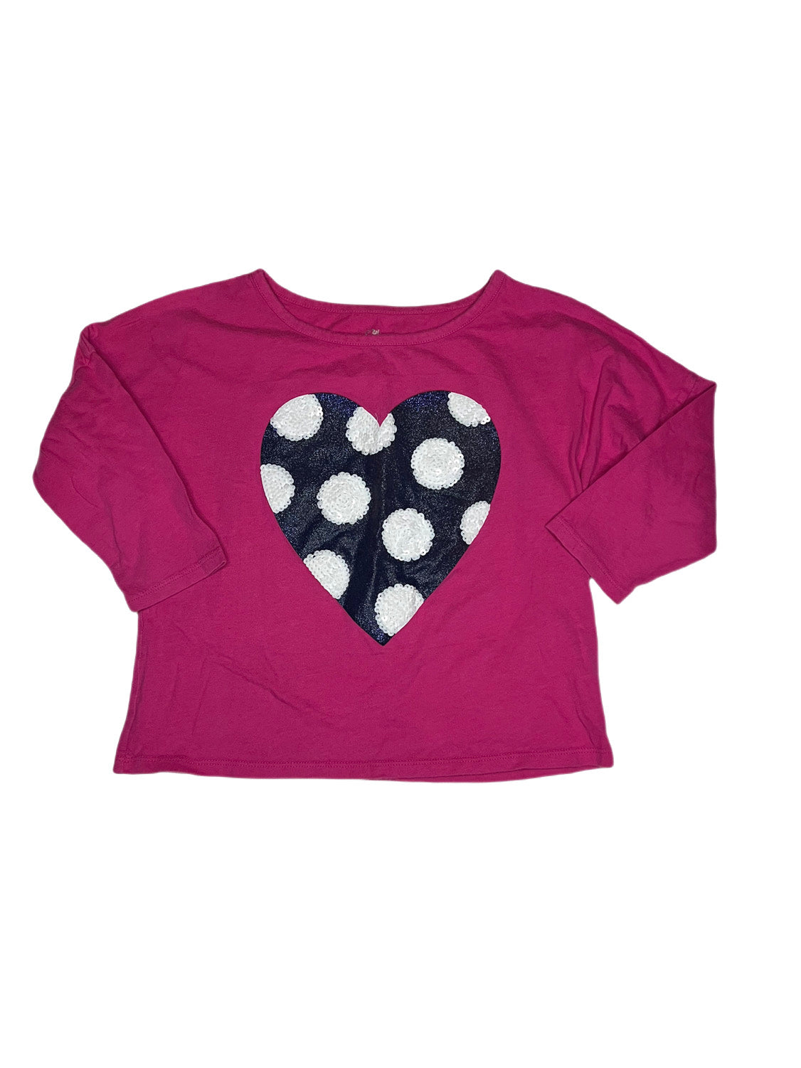 Pink sequined heart 3/4 sleeve, 7/8