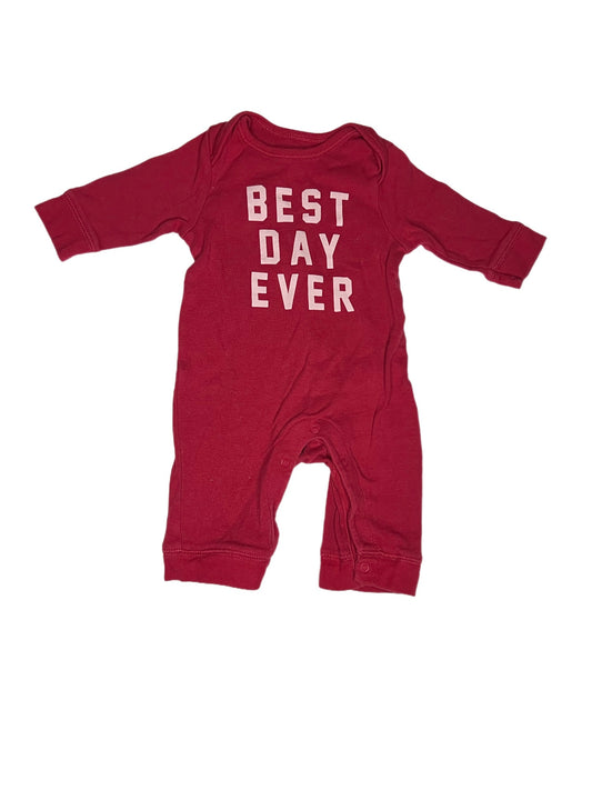 Red “best day ever” outfit, 0-3 months