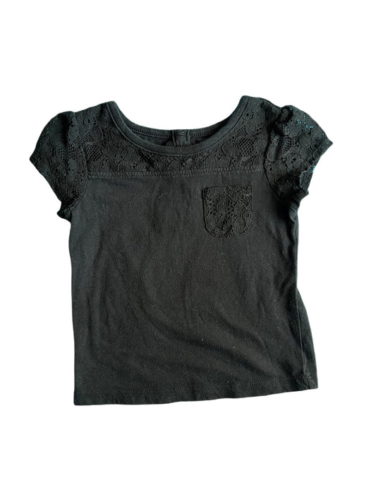 Black lace trim t-shirt, 2T