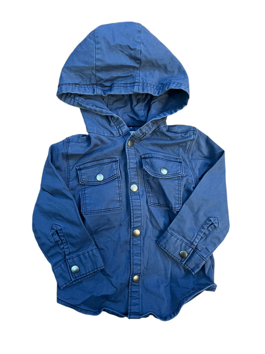 Blue button up hooded jacket, 18-24 months