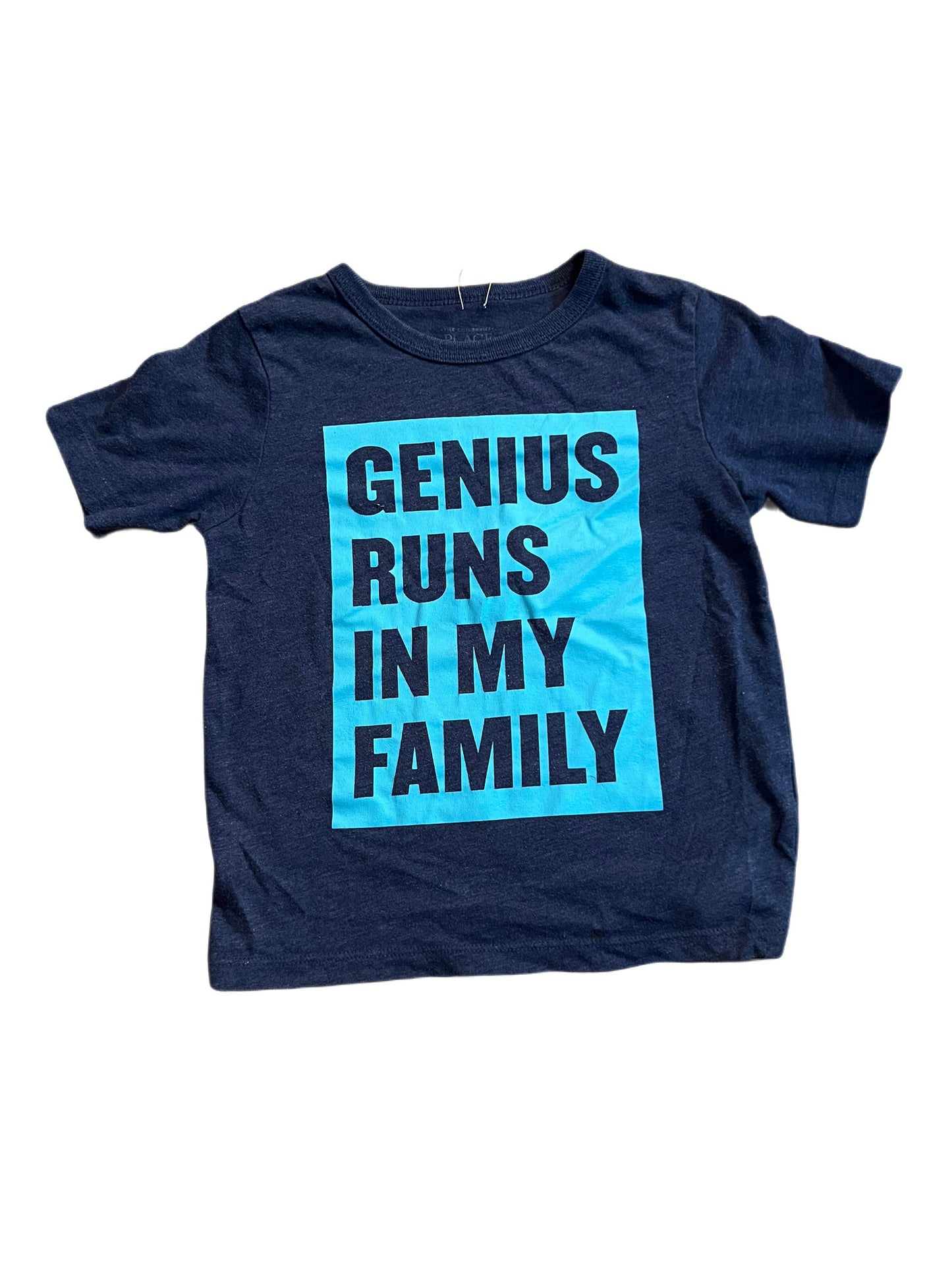 Blue “genius runs in my family” t-shirt, 3T