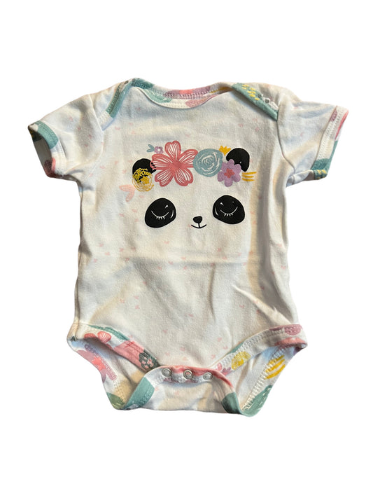 White panda onesie, 0-3 months