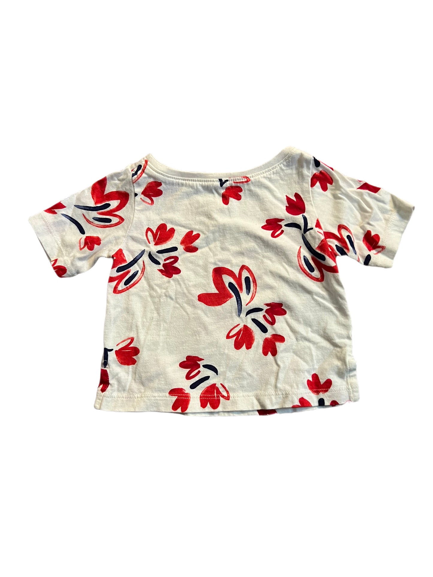 White red and blue floral t-shirt, 3-6 months