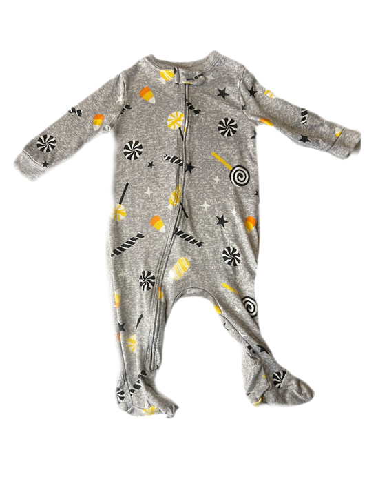 Gray Halloween sleeper, 0-3 months