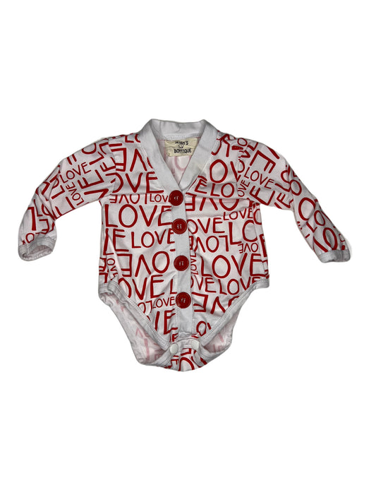 White love onesie, 0-3 months