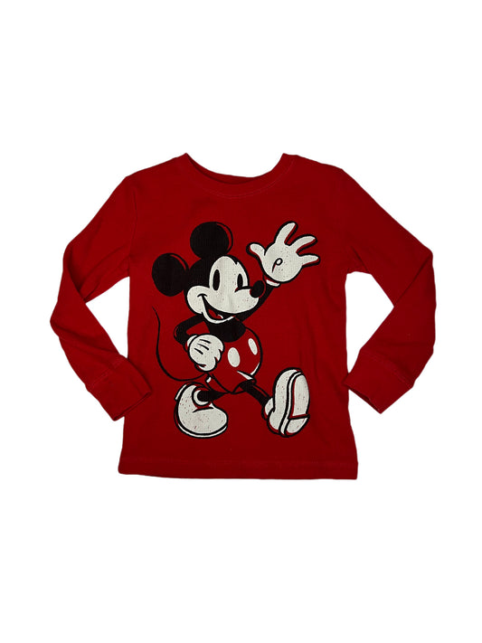 Red thermal Mickey Mouse shirt, 4T