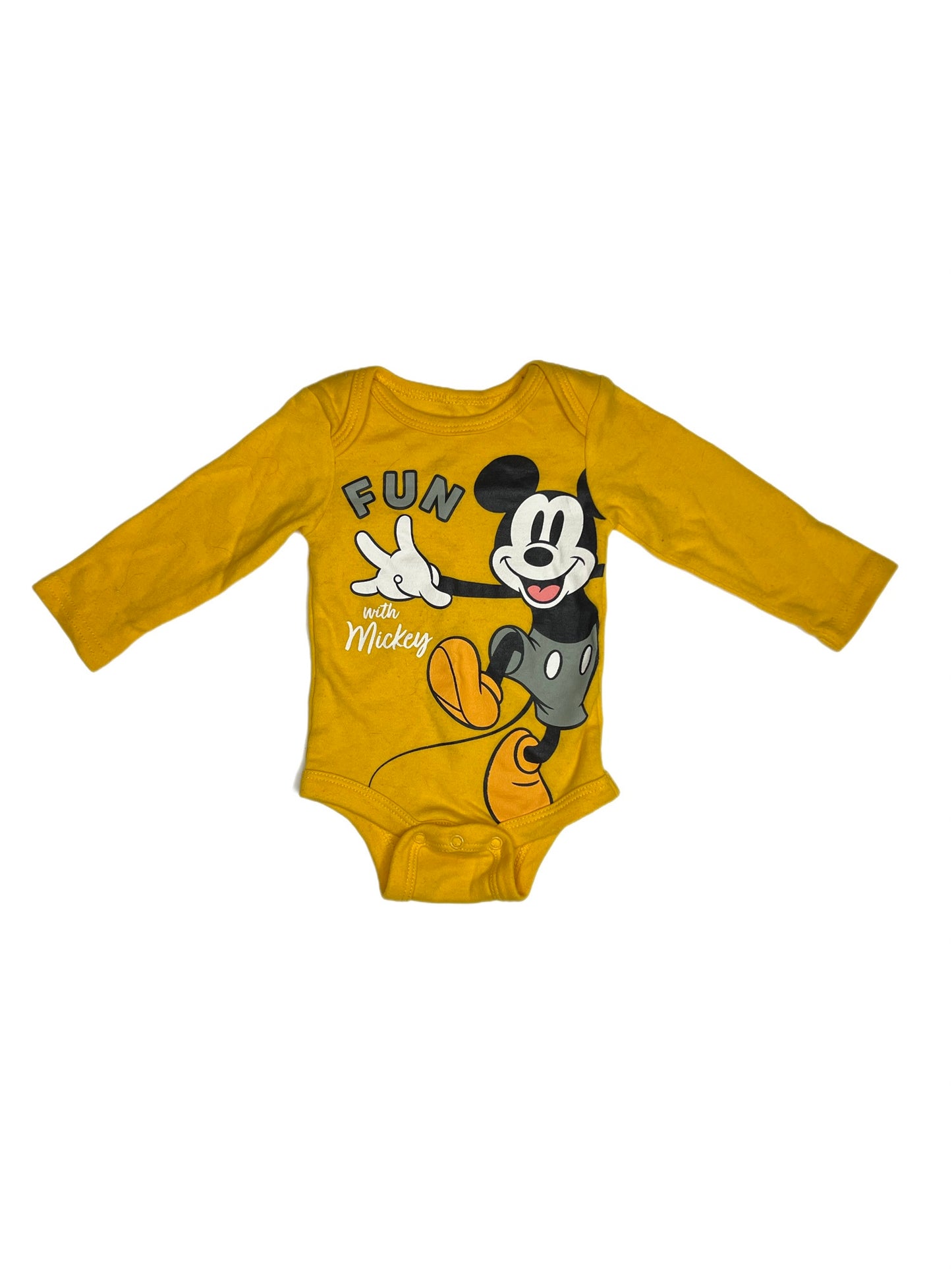 Yellow Mickey Mouse onesie, 0-3 months