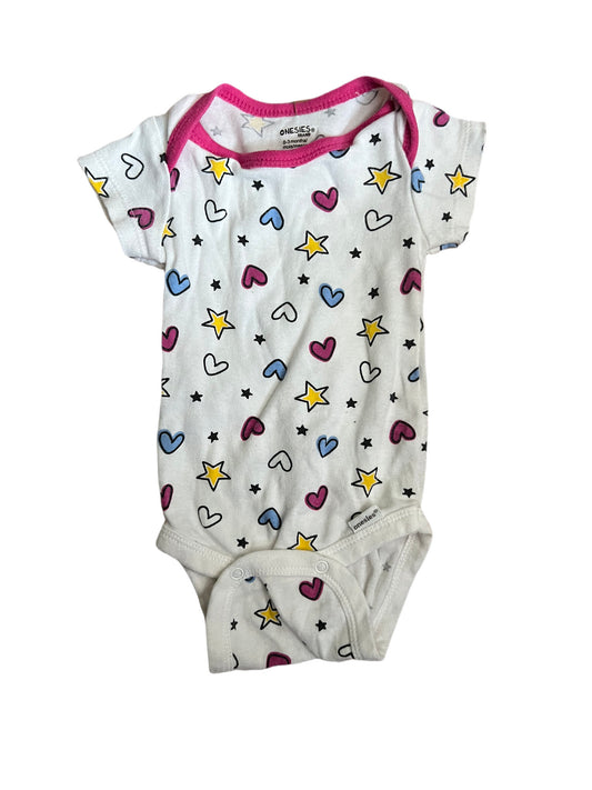 White stars and hearts onesie, 0-3 months