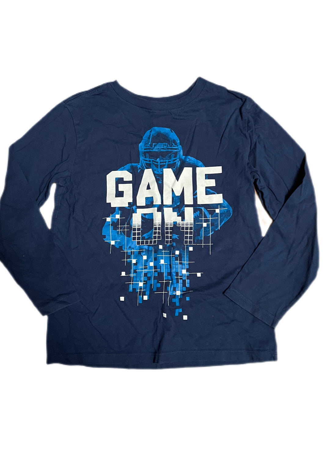 Blue “game on” shirt, 5/6