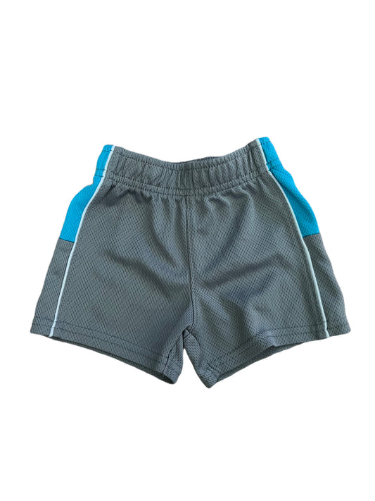 Gray and teal athletic short, 6-9 months