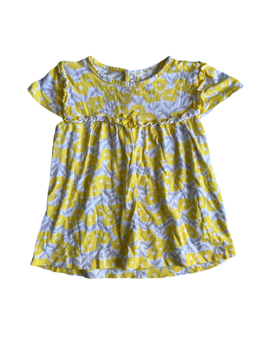 White, yellow, gray floral top, 24 months