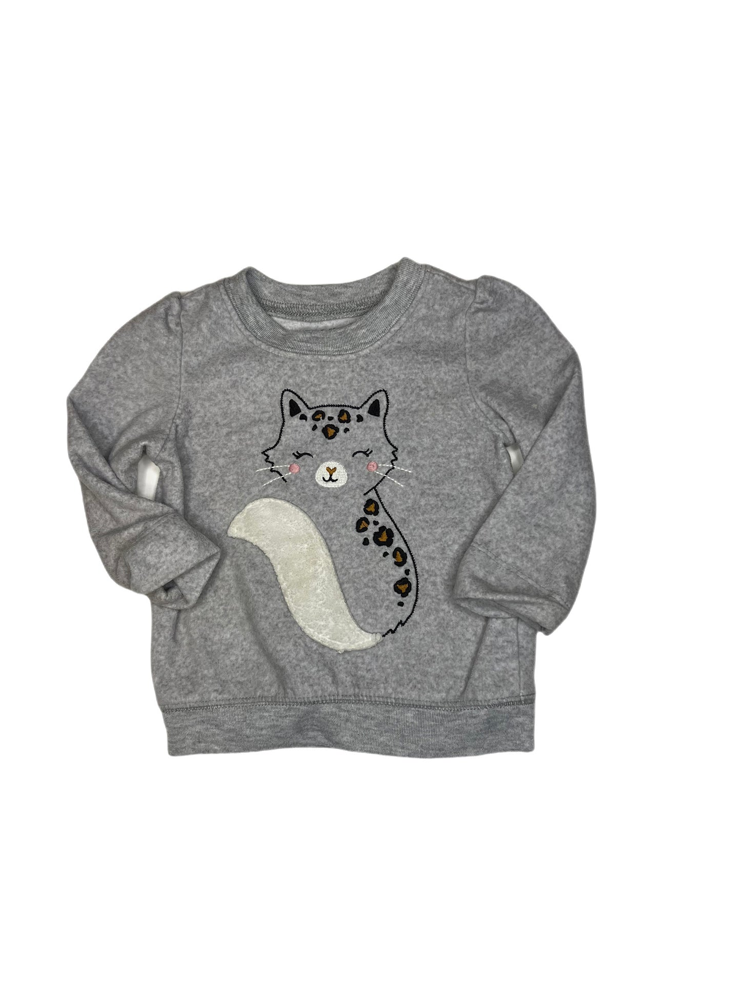 Gray cheetah print cat fleece, 12 months