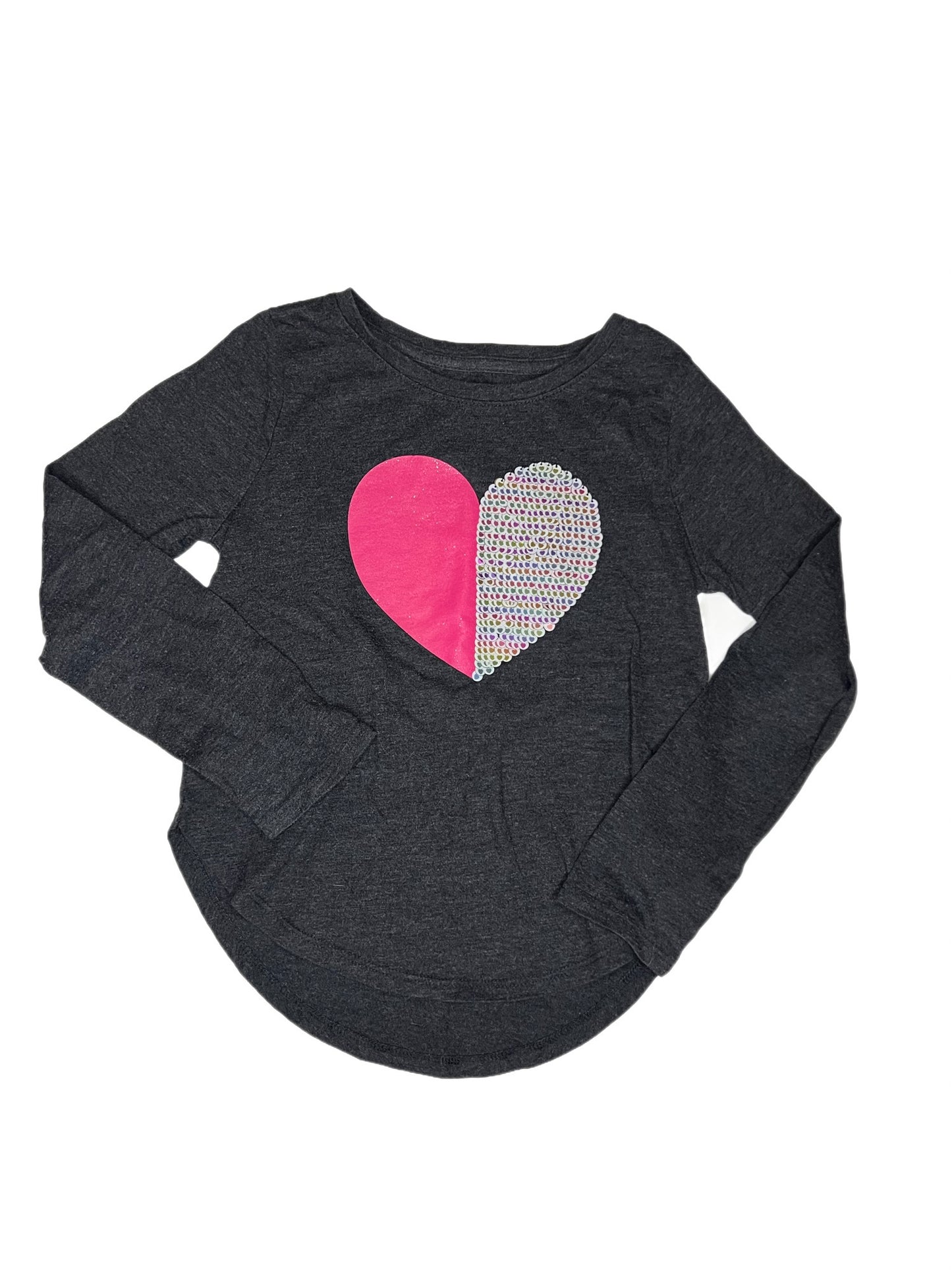 Gray sequined heart shirt, 6