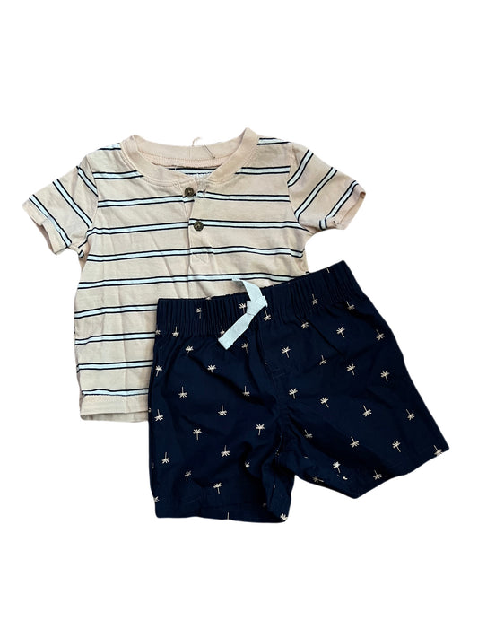 Pink and navy blue set, 6-9 months