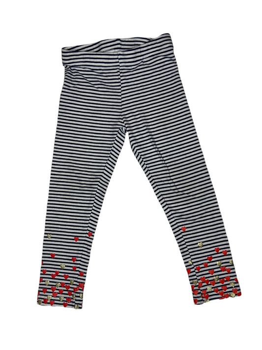 Blue and white striped heart bottom pants, 3T