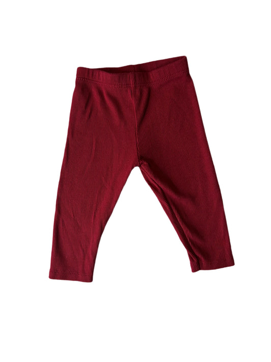 Red ribbed legging, 3-6 months