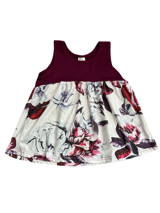 Maroon floral tank top, 4/5