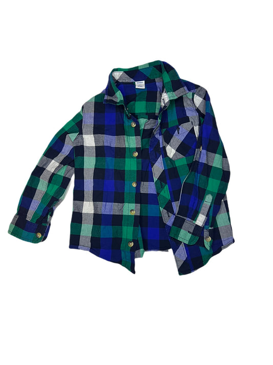 Green and blue plaid button up, 4T