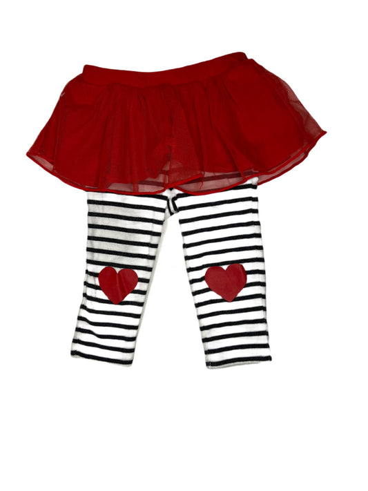 Black and white stripes with red tutu pant, 9 months